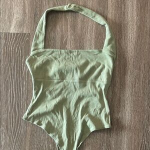Weekland LA green halter thong body suit